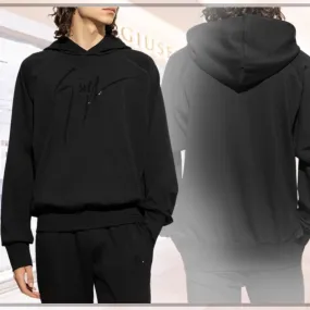 GIUSEPPE ZANOTTI  |Pullovers Blended Fabrics Long Sleeves Plain Logo Hoodies