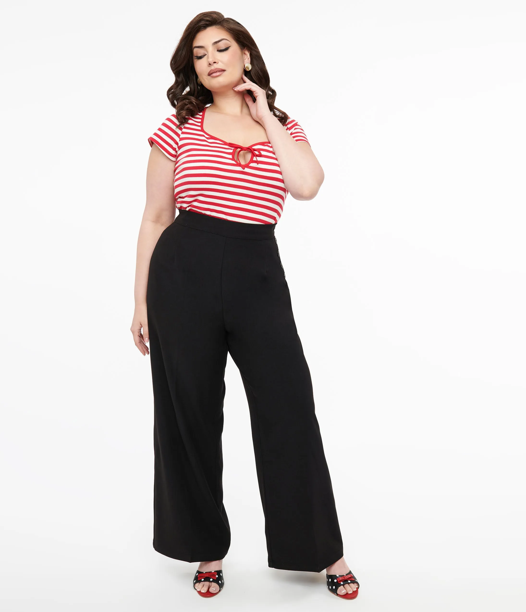 Hell Bunny 1940s Plus Size Black Ginger Trousers