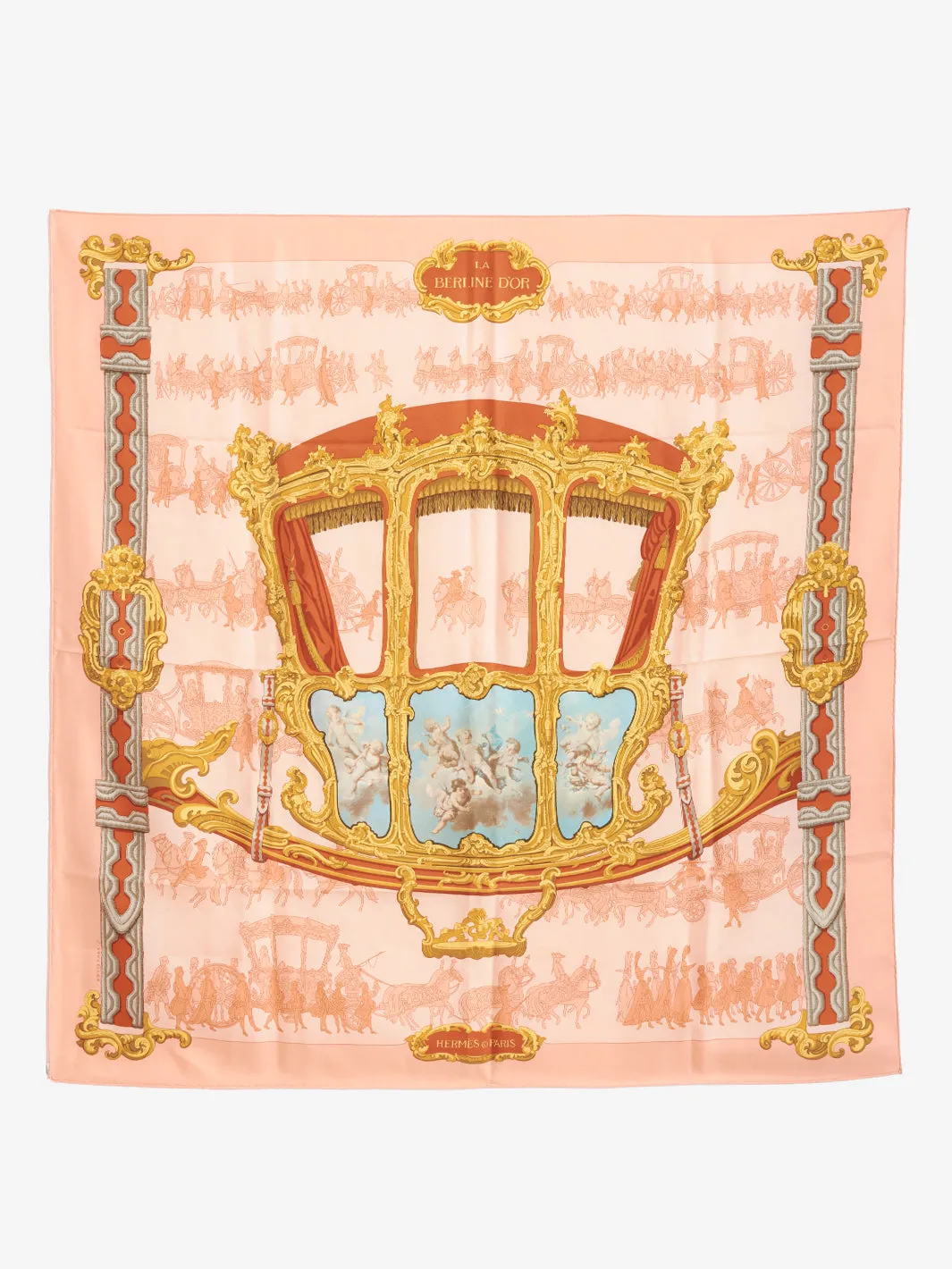 Hermès Silk Scarf Printed La Berline D'or