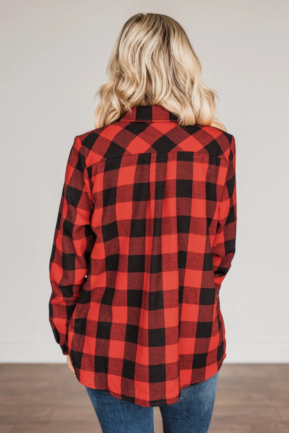 Holiday Wishes Plaid Button Down- Red & Black