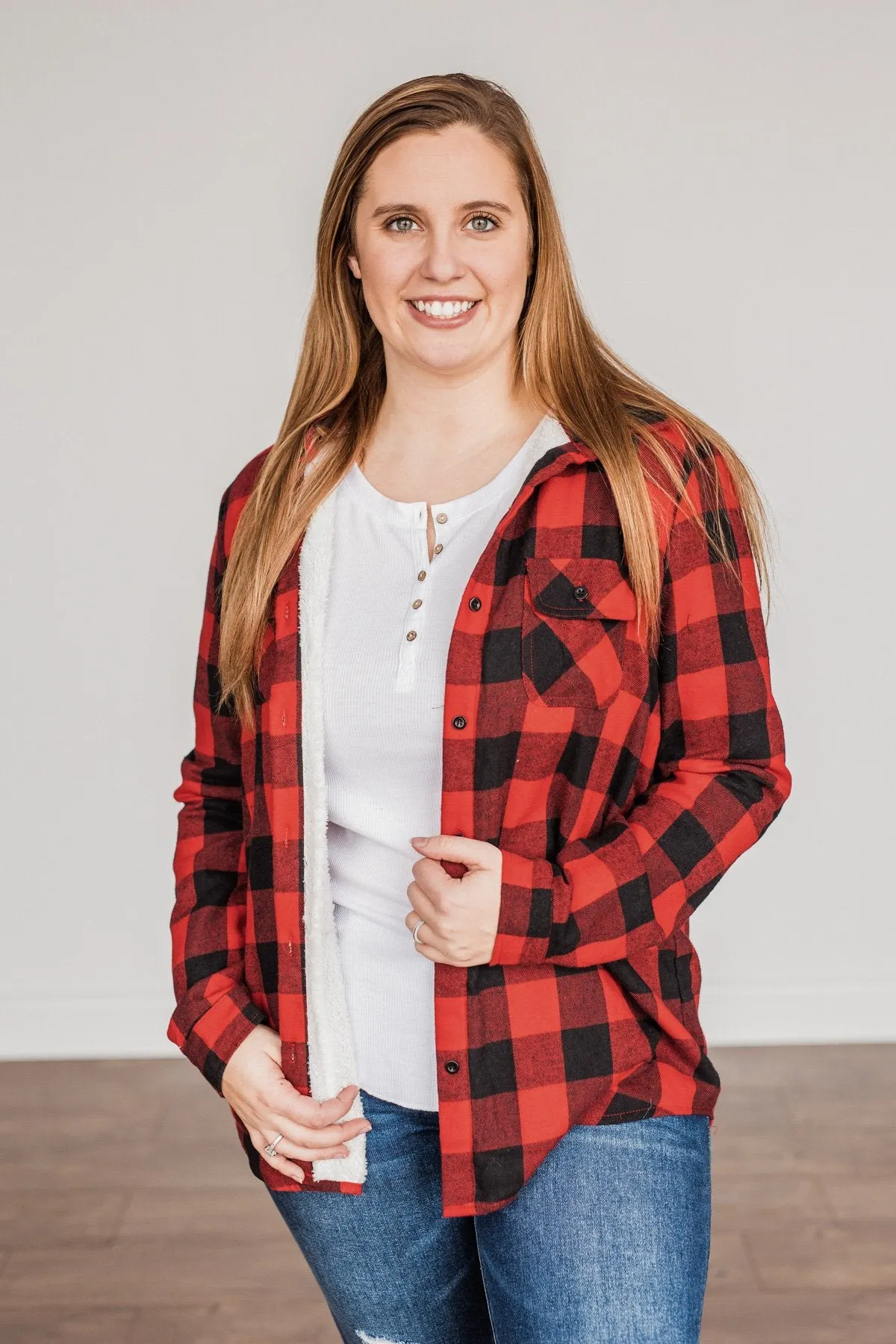 Holiday Wishes Plaid Button Down- Red & Black