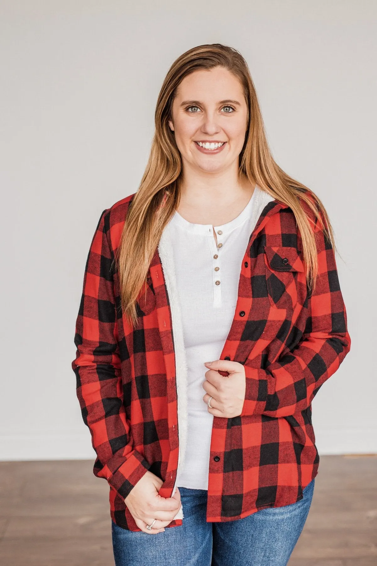 Holiday Wishes Plaid Button Down- Red & Black