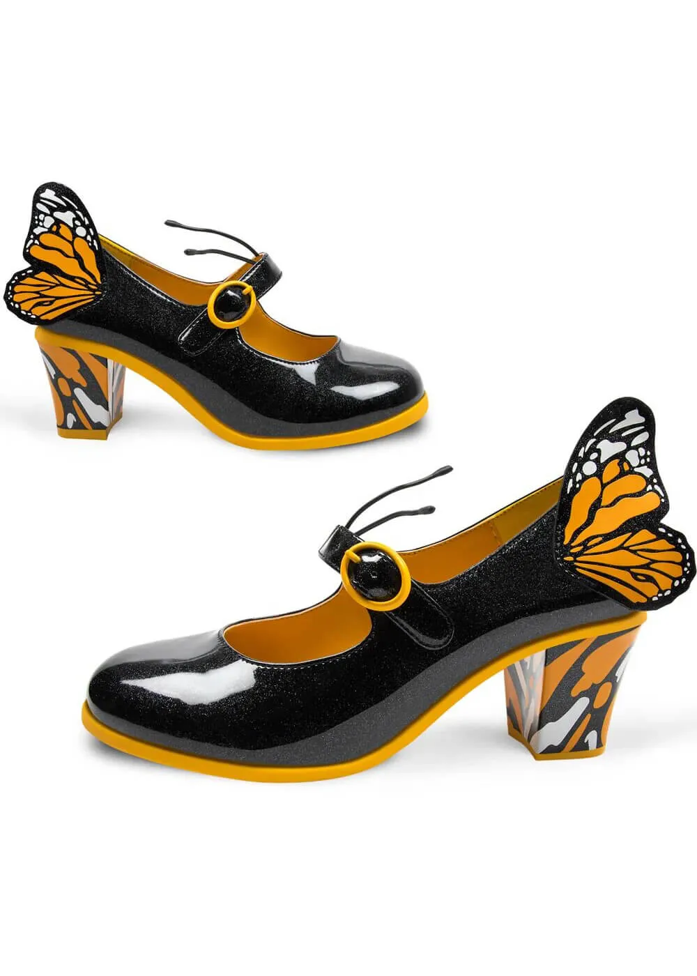 Hot Chocolate Design Monarch Butterfly Pumps Black