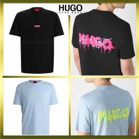 Hugo Boss  |Crew Neck Pullovers Cotton Short Sleeves Logo