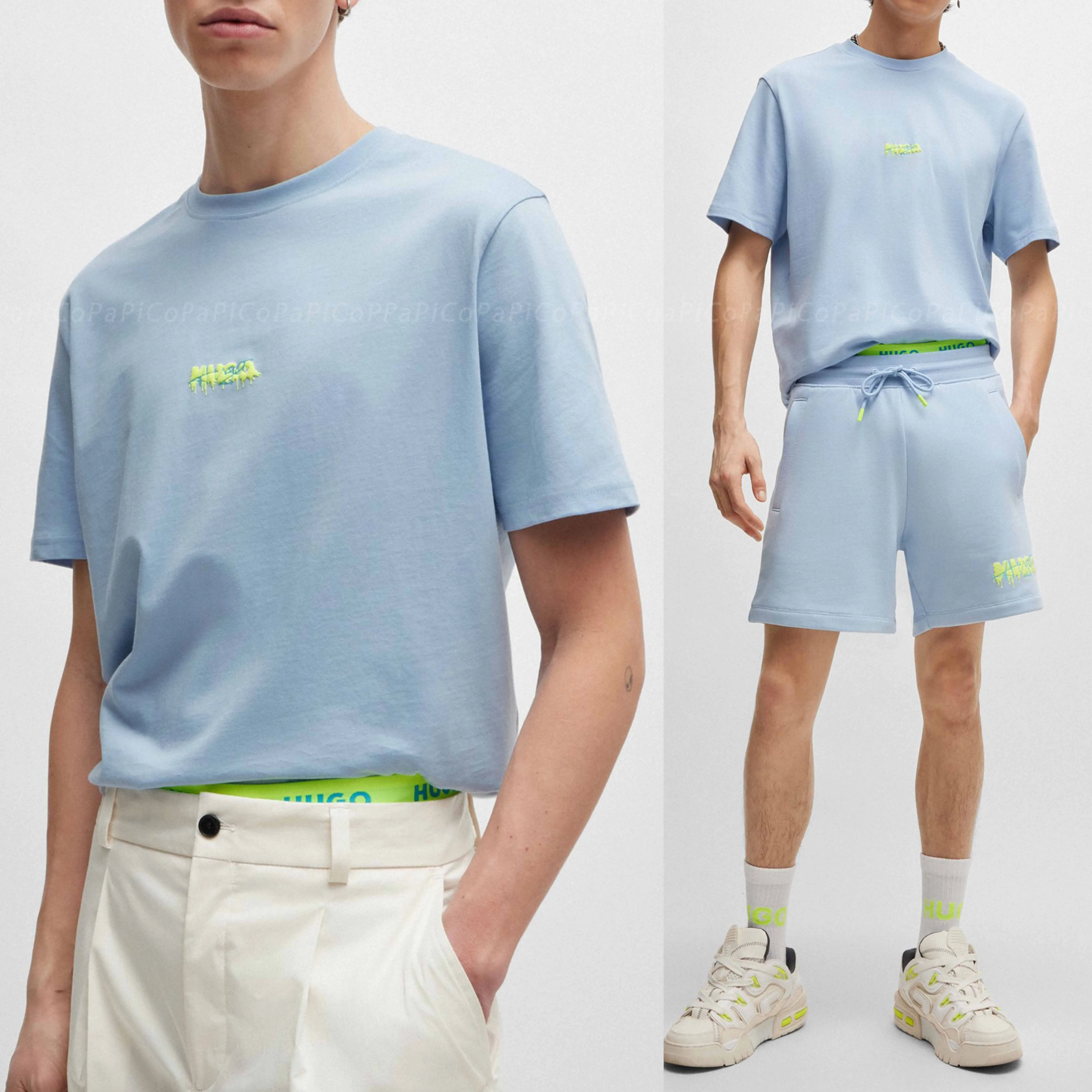 Hugo Boss  |Crew Neck Pullovers Cotton Short Sleeves Logo