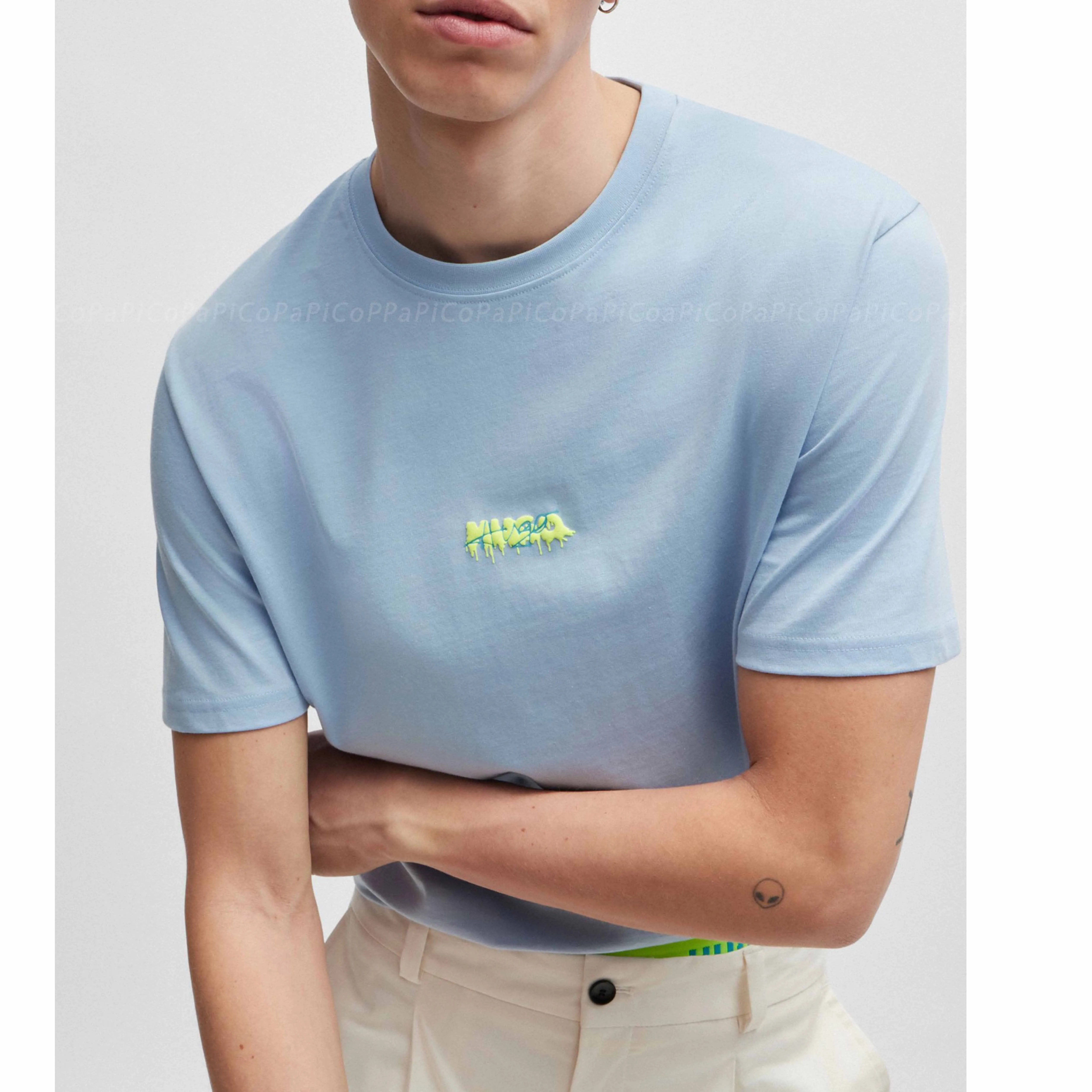 Hugo Boss  |Crew Neck Pullovers Cotton Short Sleeves Logo