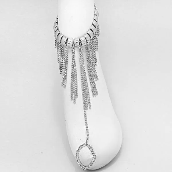 iLLASPARKZ Metal Ribbed Fringe Chain Anklet