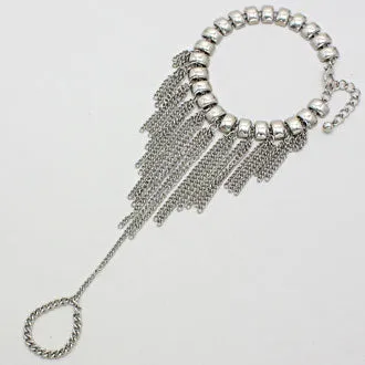 iLLASPARKZ Metal Ribbed Fringe Chain Anklet