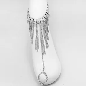 iLLASPARKZ Metal Ribbed Fringe Chain Anklet