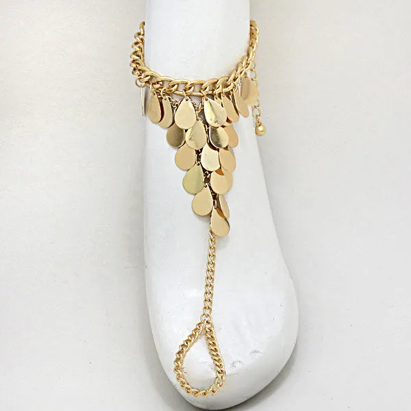 iLLASPARKZ Metal Teardrop Leaf Chain Anklet