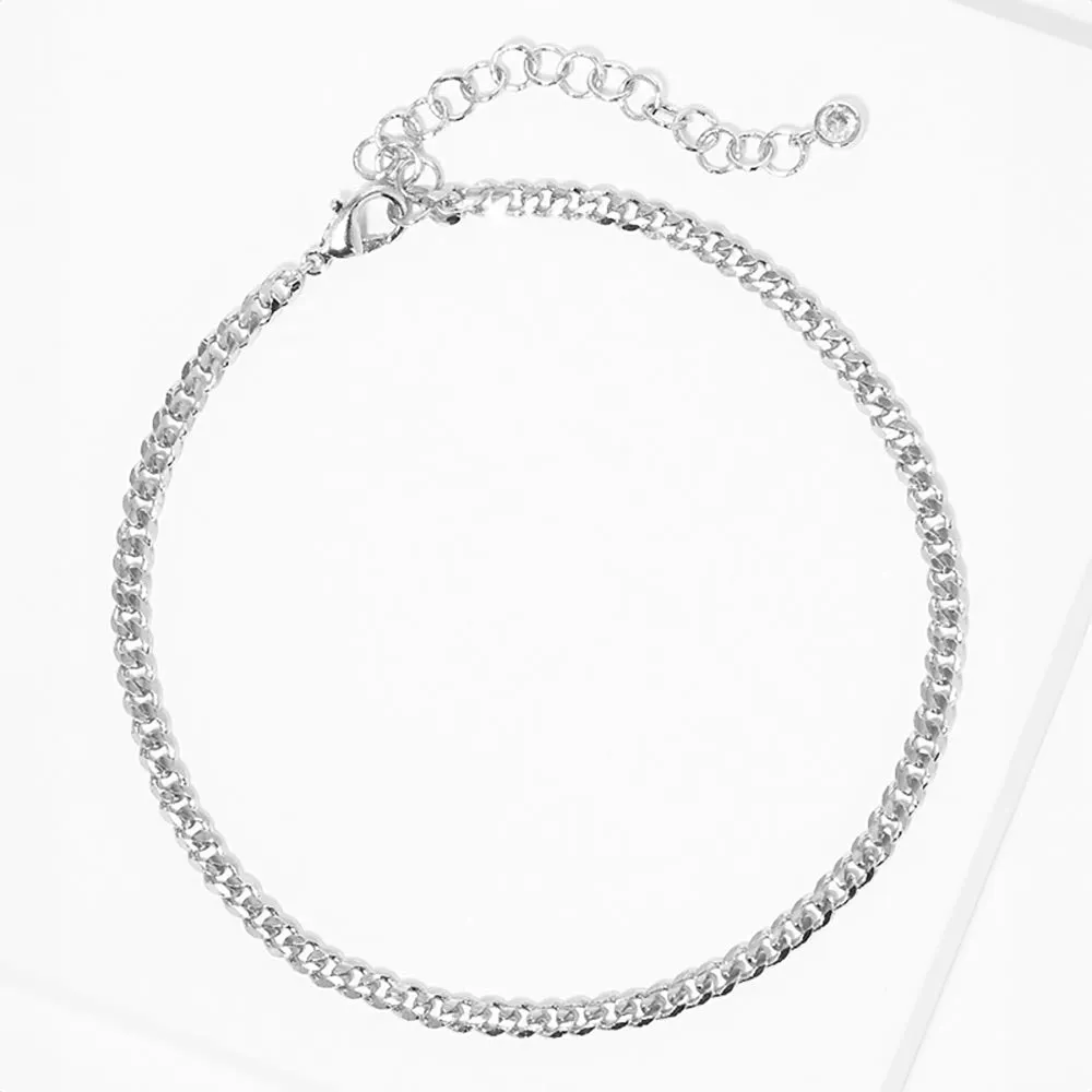 iLLASPARKZ White Gold Dipped Metal Chain Anklet