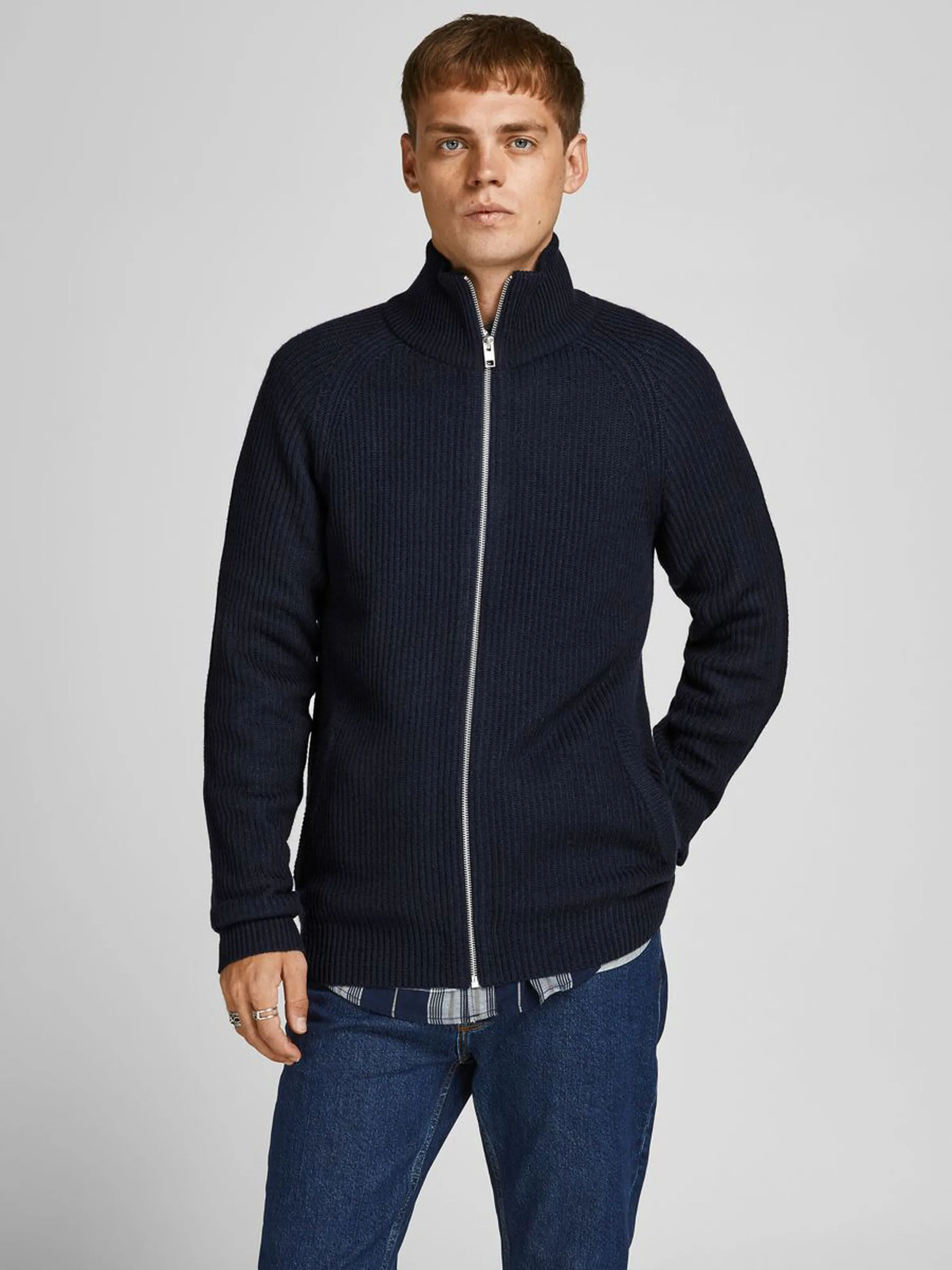 Jack & Jones Mens 'JJPannel' Full Zip Knit Cardigan