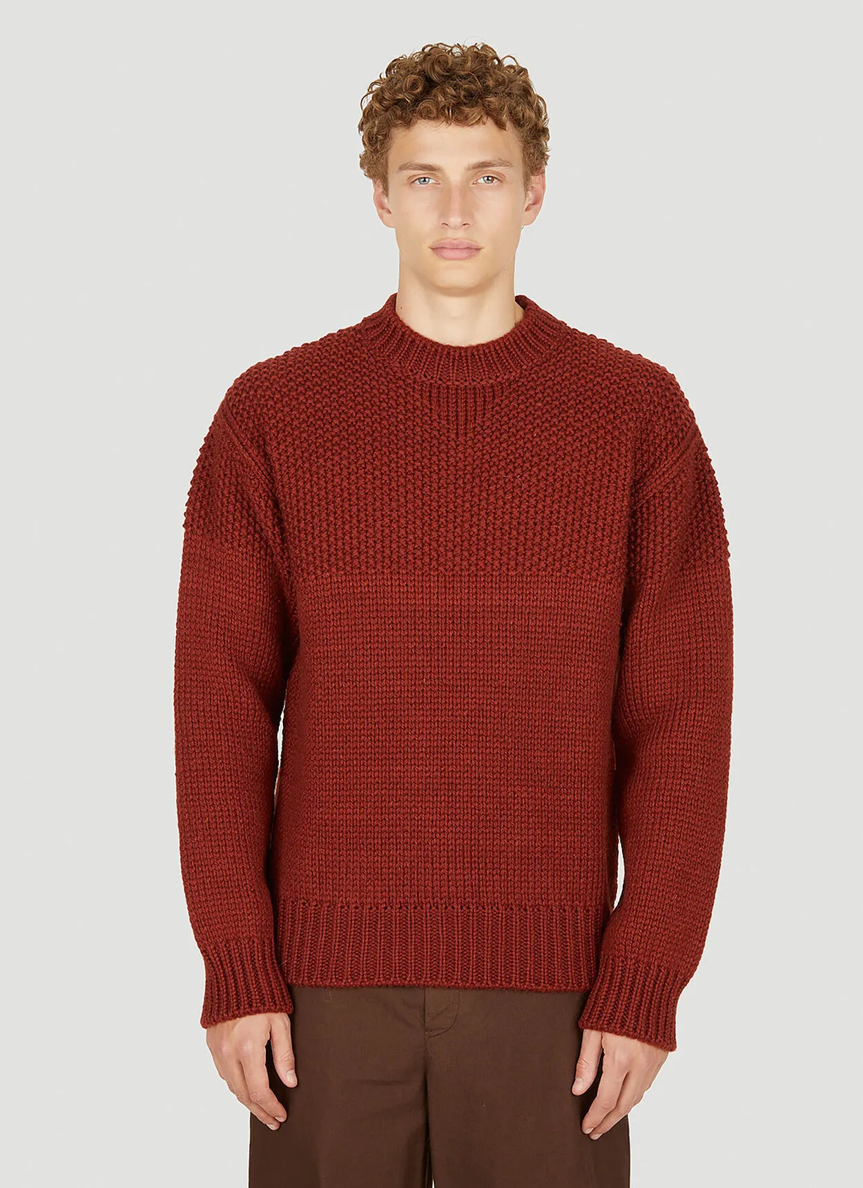 Jil Sander  |Crew Neck Pullovers Wool Long Sleeves Plain Designers