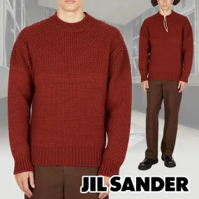 Jil Sander  |Crew Neck Pullovers Wool Long Sleeves Plain Designers