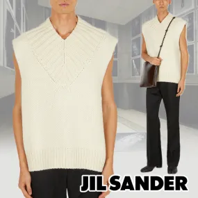 Jil Sander  |Pullovers Wool Sleeveless V-Neck Plain Designers