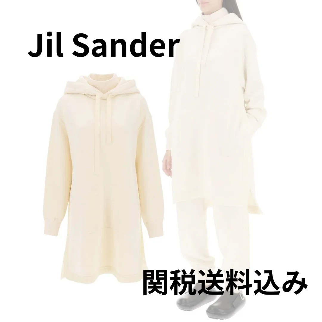 Jil Sander  |Wool Rib Long Sleeves Plain Cotton Hoodies & Sweatshirts