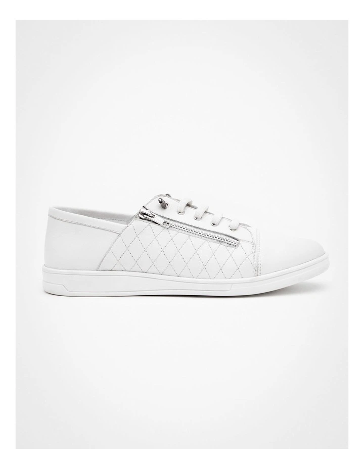 Leather Side Zip Sneaker in White