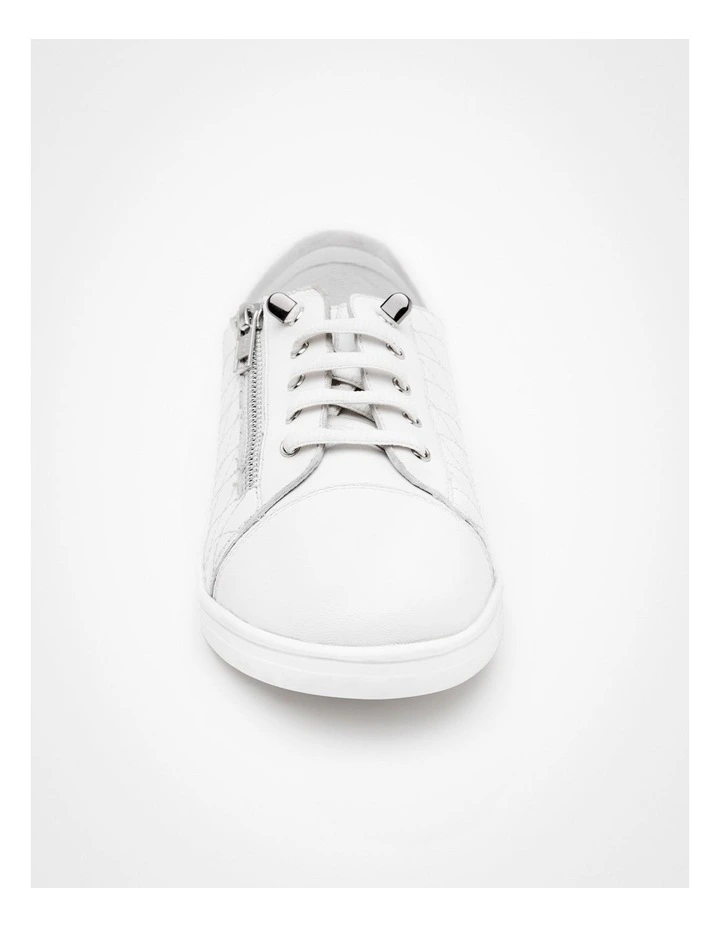 Leather Side Zip Sneaker in White