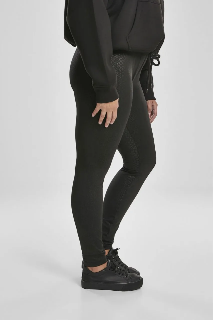 Leggings effetto pitonato nero taglie forti