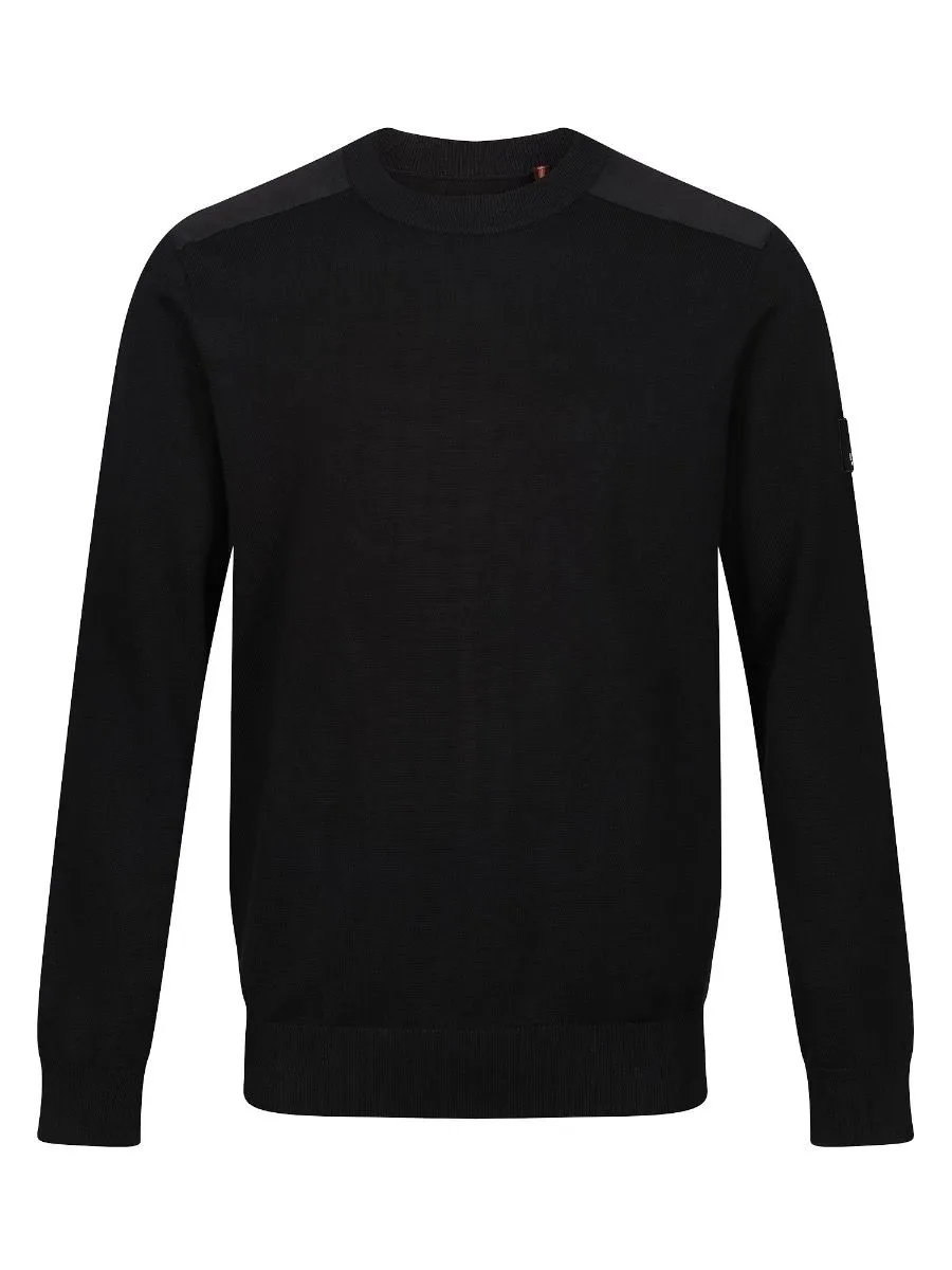 Luke 1977 Berwick Panel Crew Neck Jumpers Black