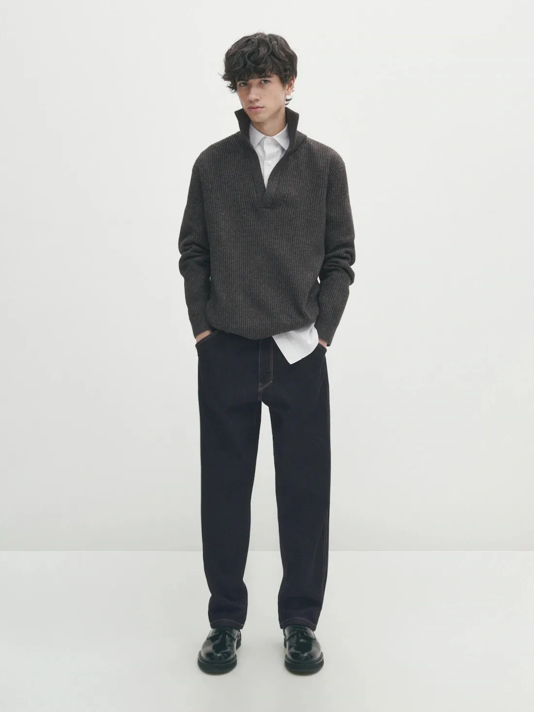 Massimo Dutti  |Pullovers Wool Long Sleeves Plain Sweaters