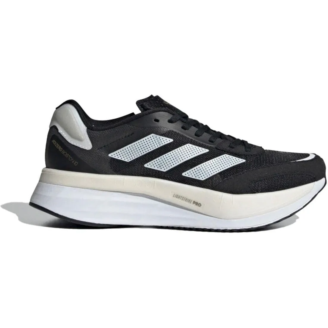 Men's Adidas Adizero Boston 10, Black/White/Gold, 12 D Medium