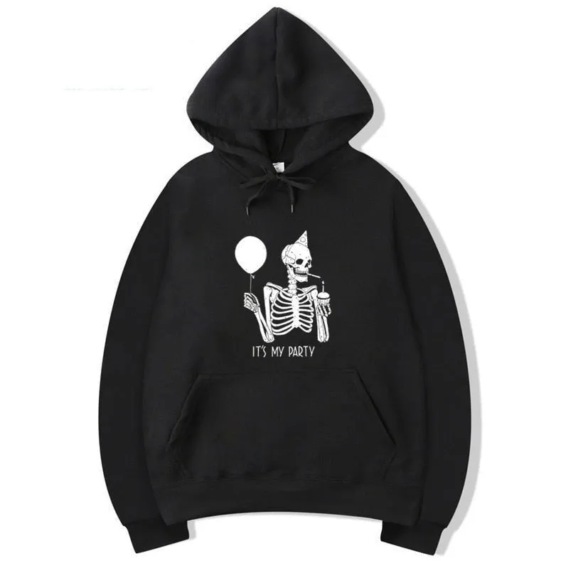 Men's Autumn Casual Skull Design Fitness O-Neck Cotton Hoodies