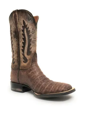 Mens Black Jack Chocolate Suede Caiman Belly Boots