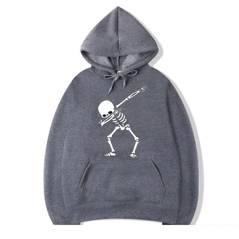 Men's Fashion Casual Funny Skull Printed O-Neck Cotton Hoodies