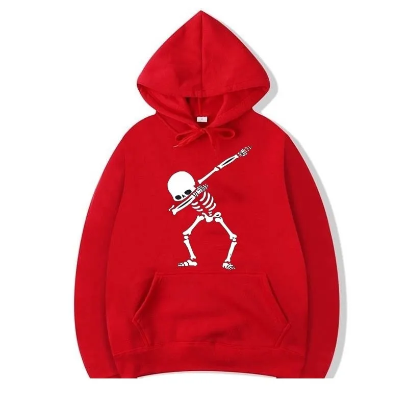 Men's Fashion Casual Funny Skull Printed O-Neck Cotton Hoodies