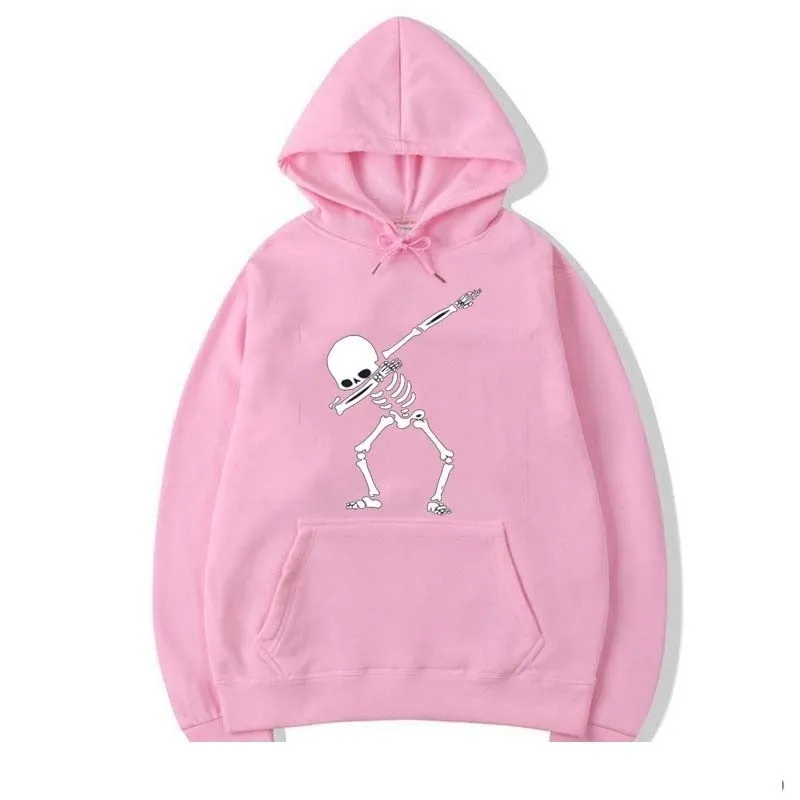 Men's Fashion Casual Funny Skull Printed O-Neck Cotton Hoodies