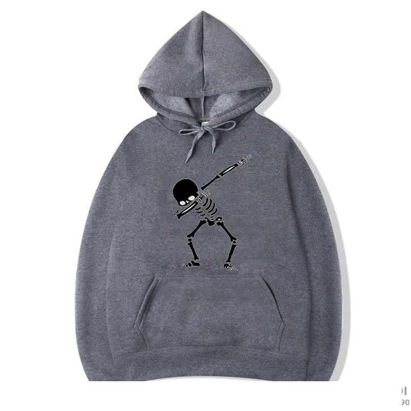 Men's Fashion Casual Funny Skull Printed O-Neck Cotton Hoodies