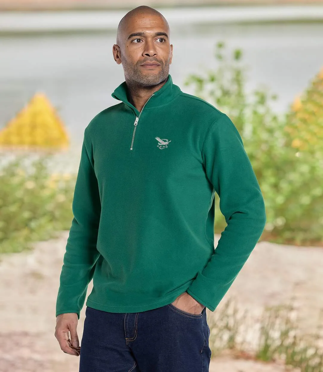 Men's Pack of 3 Half Zip Microfleece Jumpers - Red Green Black