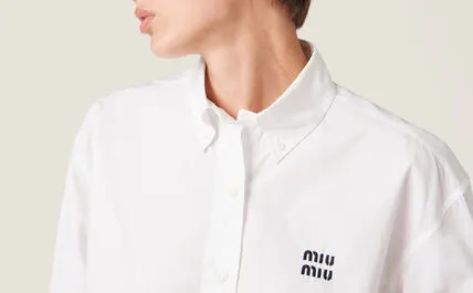 MiuMiu  |Casual Style Long Sleeves Cotton Elegant Style Logo