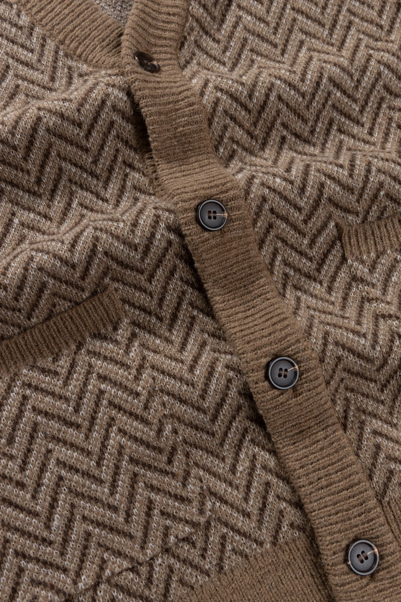 Mohair Herringbone Cardigan Natural