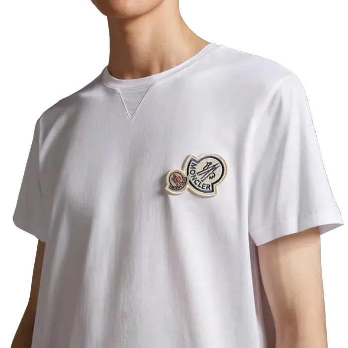 MONCLER  |Crew Neck Pullovers Cotton Short Sleeves Logo