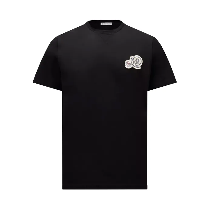 MONCLER  |Crew Neck Pullovers Cotton Short Sleeves Logo