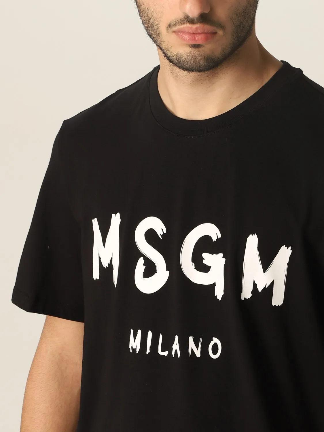 MSGM  |Crew Neck Pullovers Cotton Short Sleeves Logo Designers