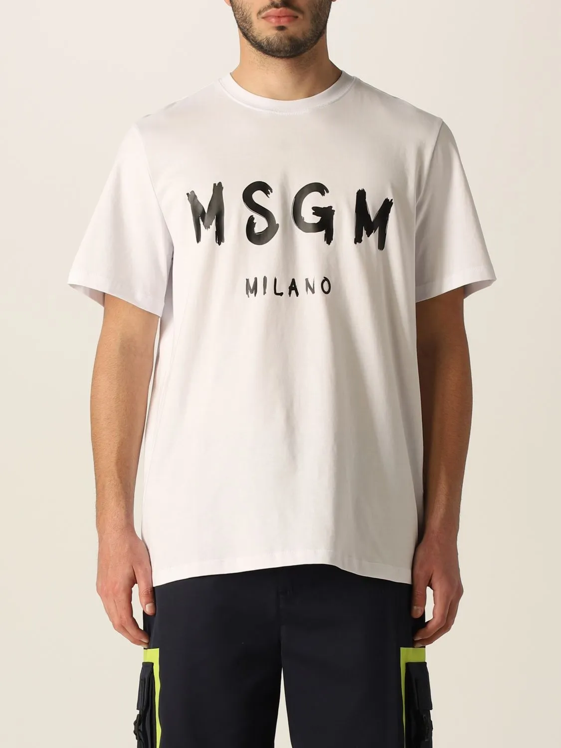 MSGM  |Crew Neck Pullovers Cotton Short Sleeves Logo Designers