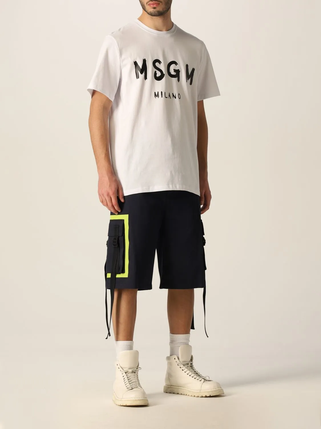 MSGM  |Crew Neck Pullovers Cotton Short Sleeves Logo Designers