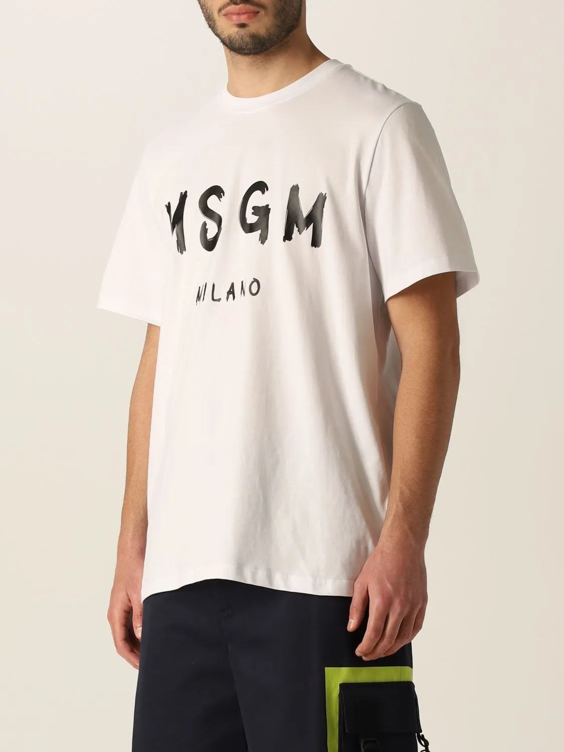 MSGM  |Crew Neck Pullovers Cotton Short Sleeves Logo Designers