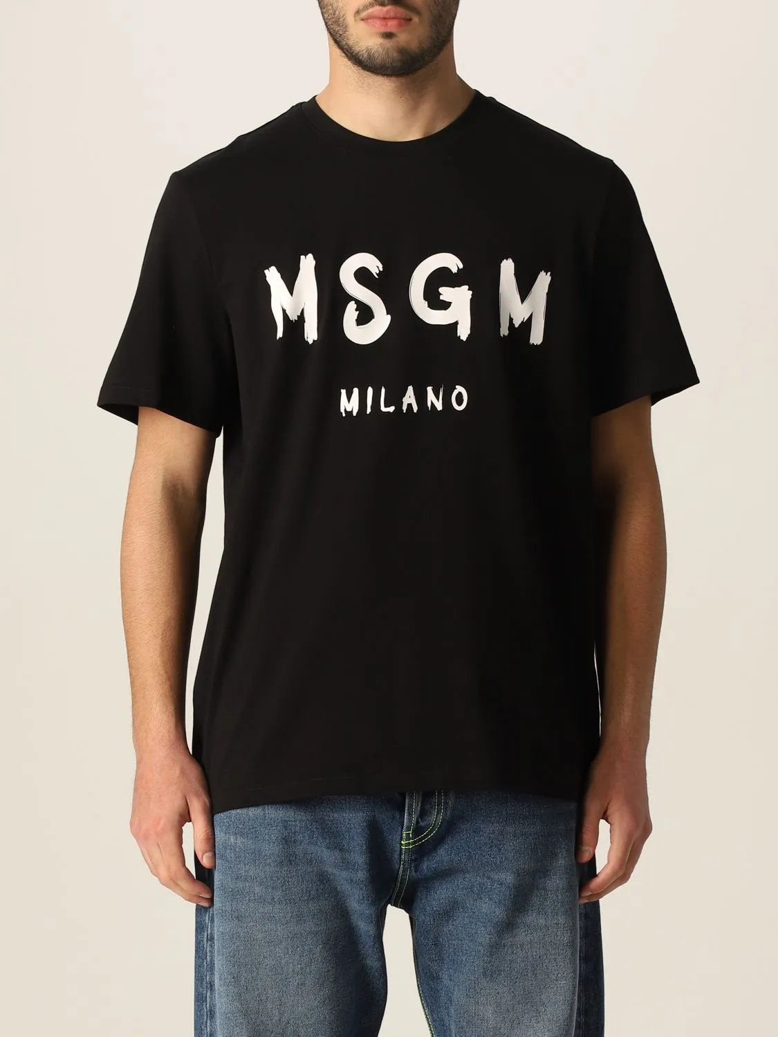 MSGM  |Crew Neck Pullovers Cotton Short Sleeves Logo Designers