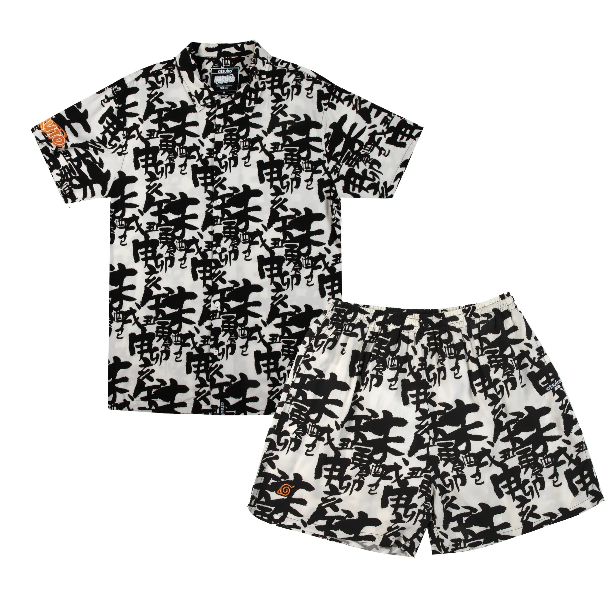 Naruto Black and White Button-Down Set