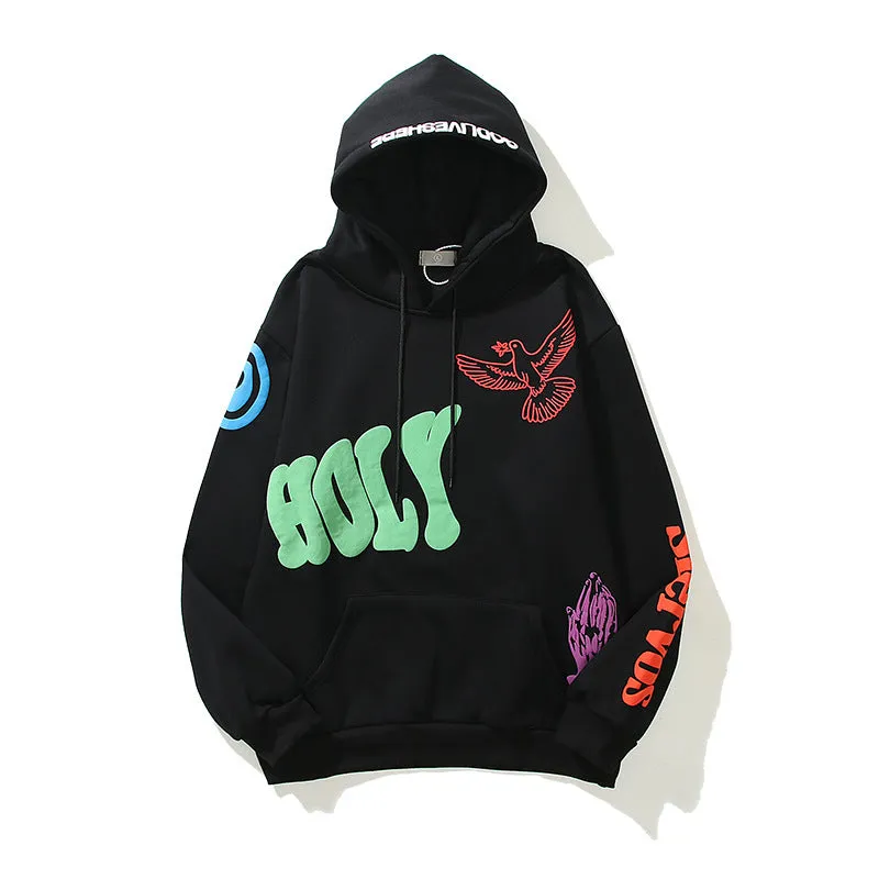 New fashion streetwear 100% Cotton loose hip hop graffiti hoodies