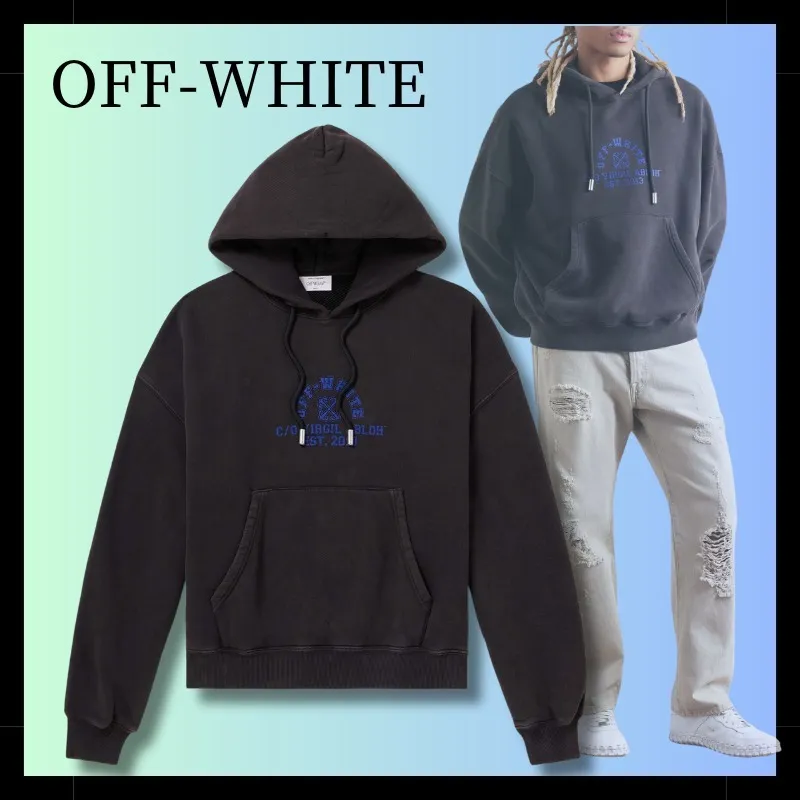 Off-White  |Pullovers Street Style Long Sleeves Cotton Logo Hoodies