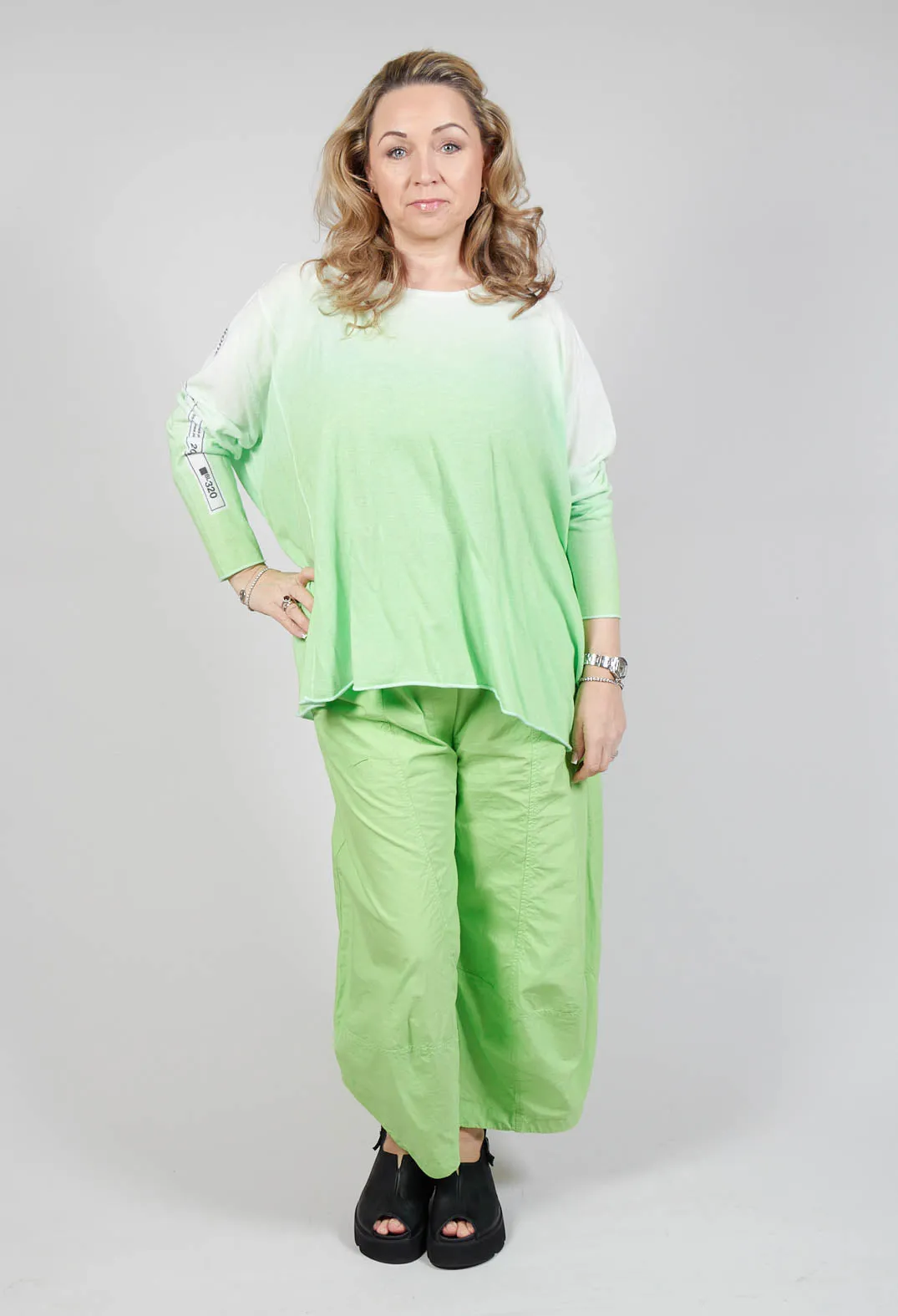 Ombre Knitted Top in Lime Print