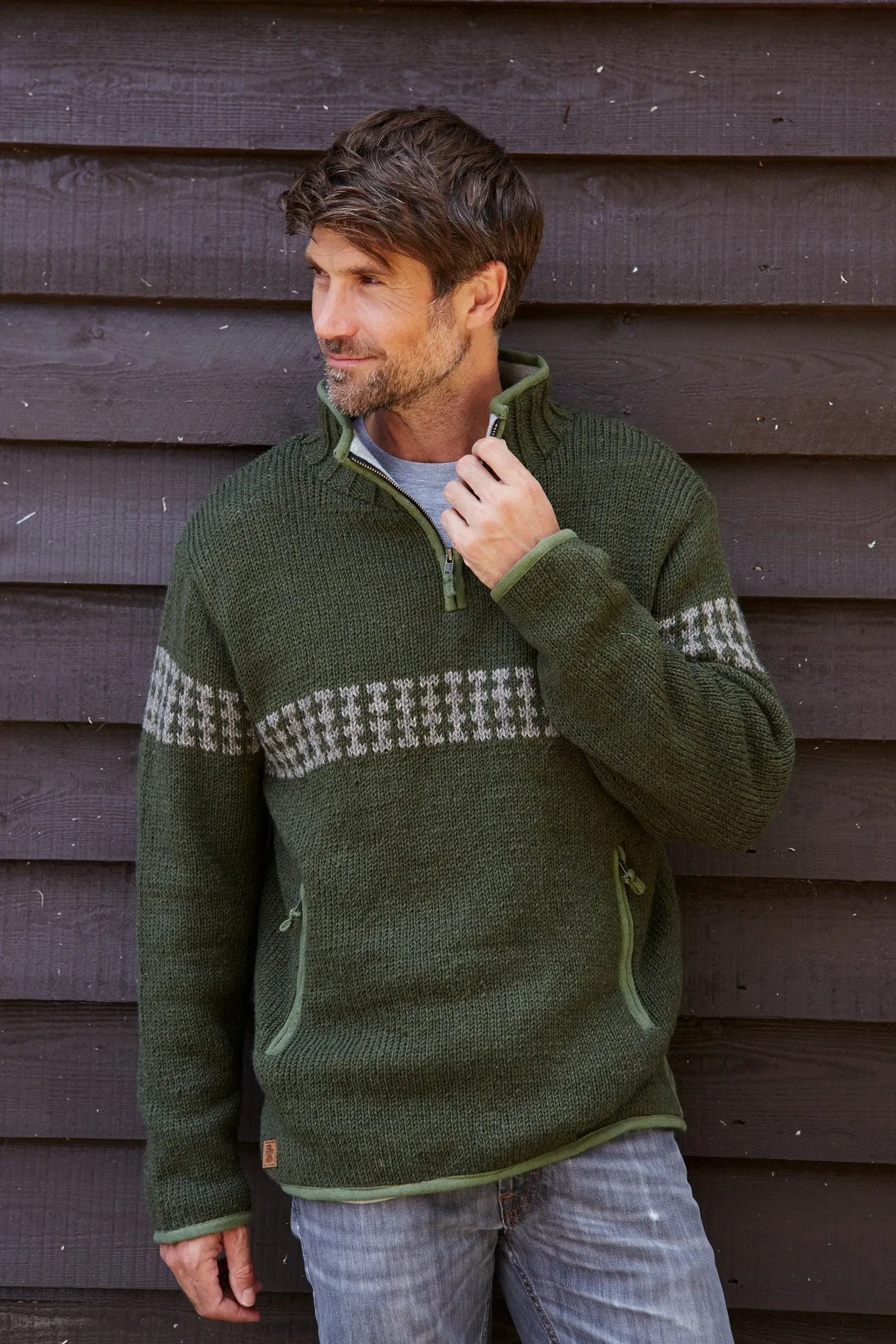 Pachamama Toronto Men's Moss Half Zip Jumper