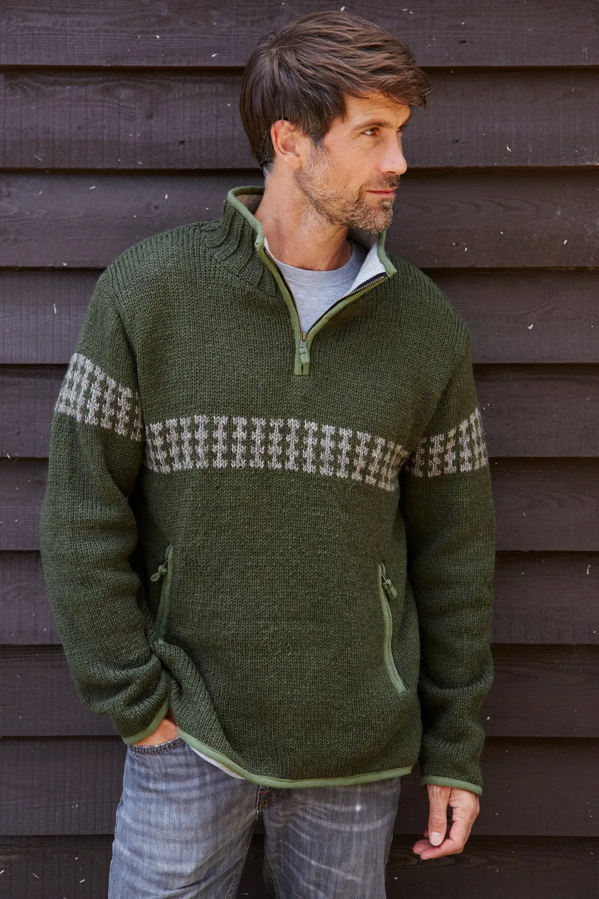 Pachamama Toronto Men's Moss Half Zip Jumper