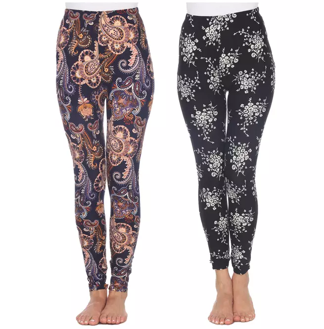 Paisley Floral Print Leggings, 2-pack