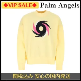 Palm Angels  |Street Style Long Sleeves Plain Logo Sweatshirts